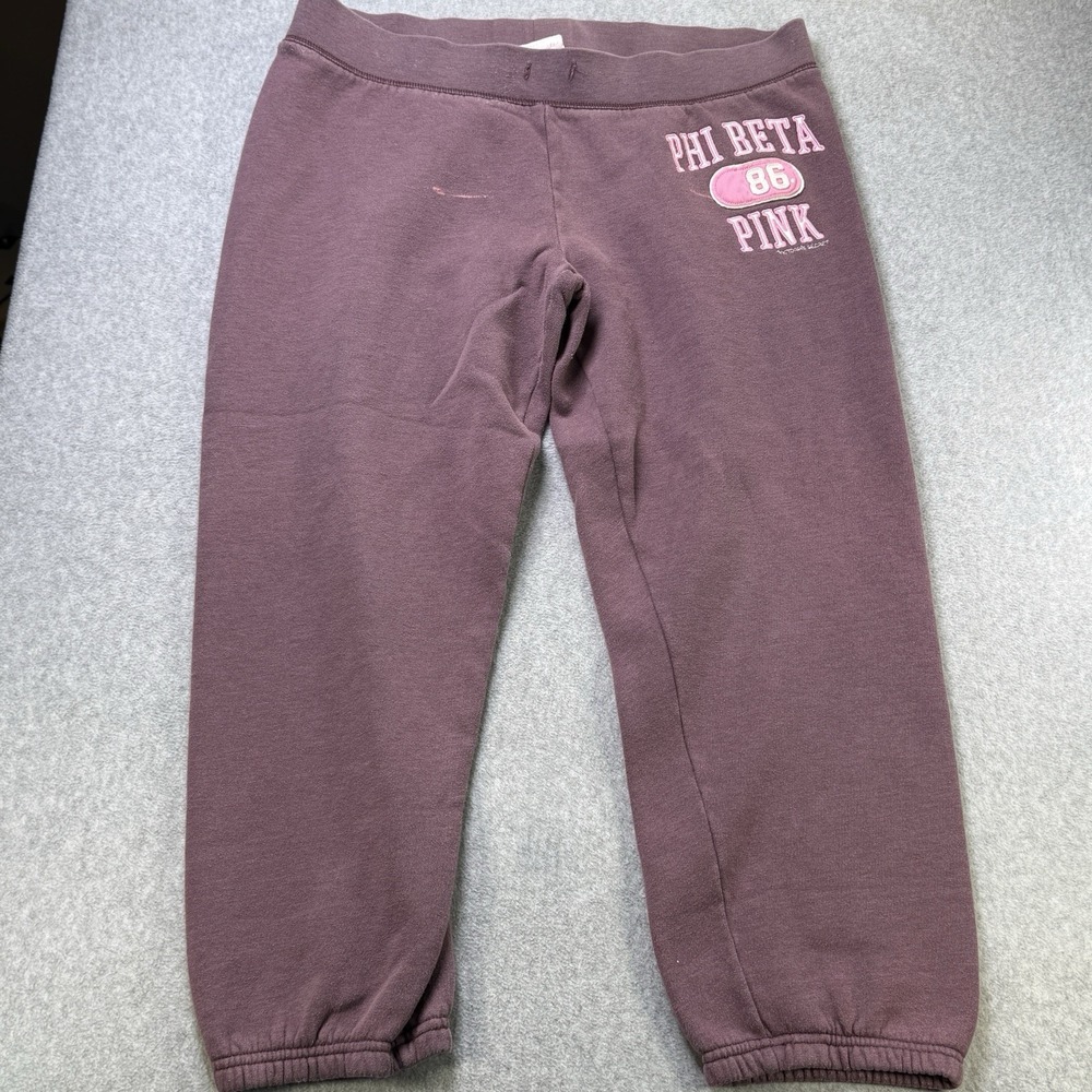 Y2K VTG Victoria's Secret PINK Phi Beta‎ 86 Sweatpants Joggers Maroon Womens L
